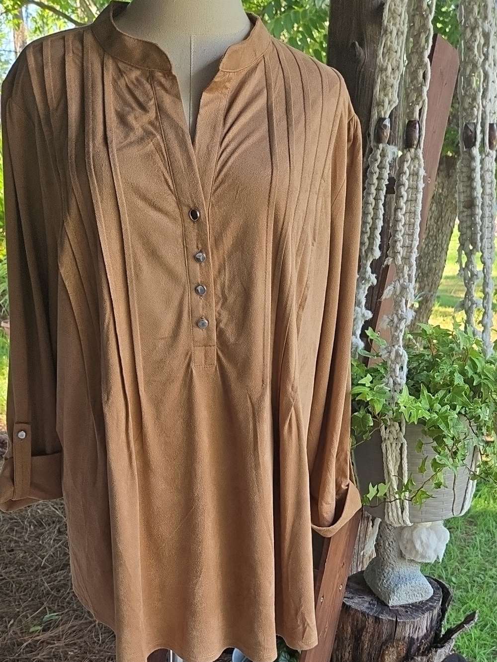 Cocomo Tan Faux Suede Tunic Size 2X